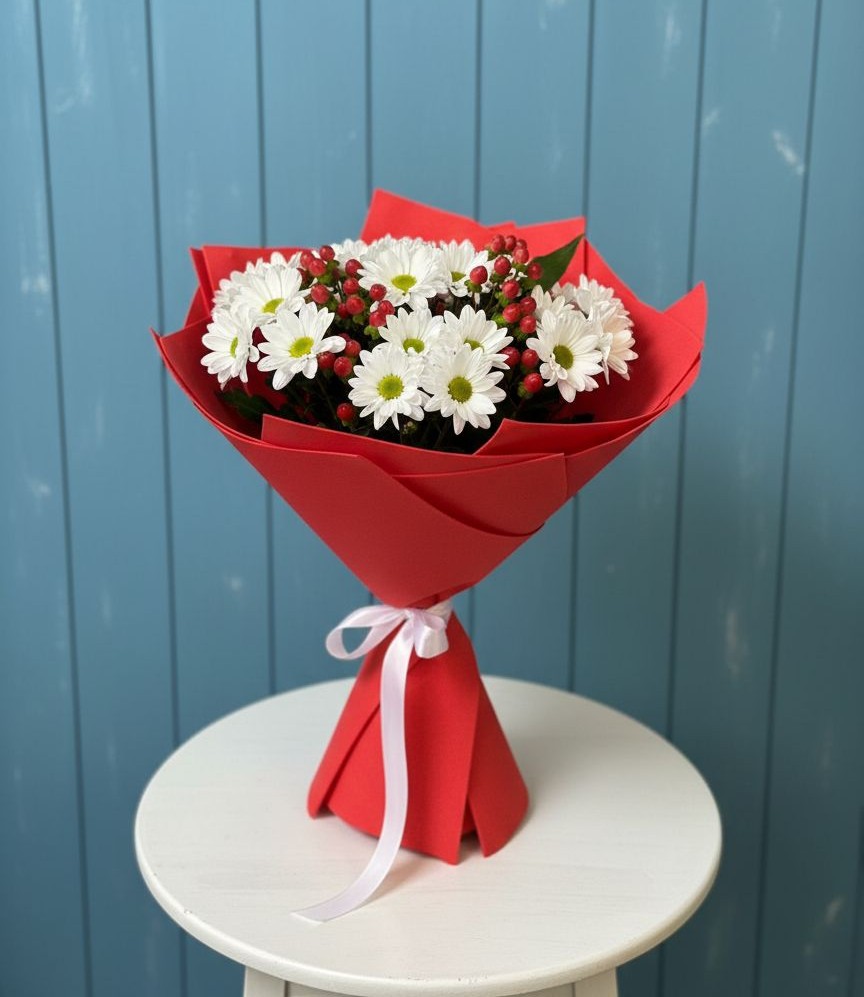 Букет цветов из: Хризантемы в поселке имени Цюрупы