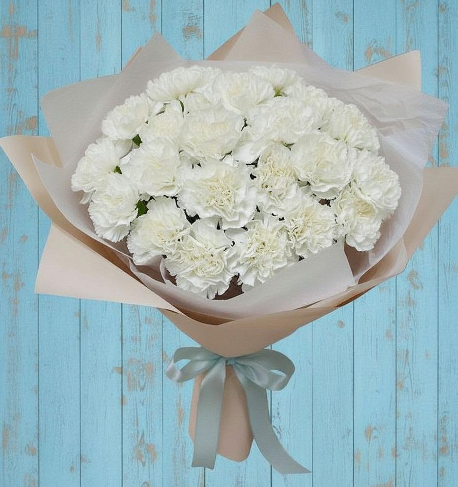 Букет Хрустальное утро в поселке имени Цюрупы Букет цветов из: Гвоздики в поселке имени Цюрупы