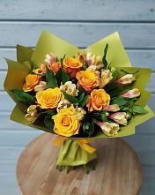 Букет созвездие в поселке имени Цюрупы Букет цветов из:  Альстромерии и Розы в поселке имени Цюрупы