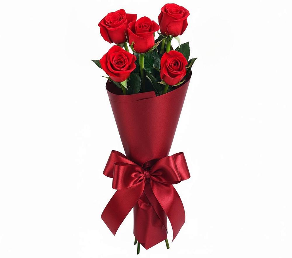 5 Красных роз Эдлесс Лав в поселке имени Цюрупы Букет 5 Красных роз Эдлесс Лав в поселке имени Цюрупы