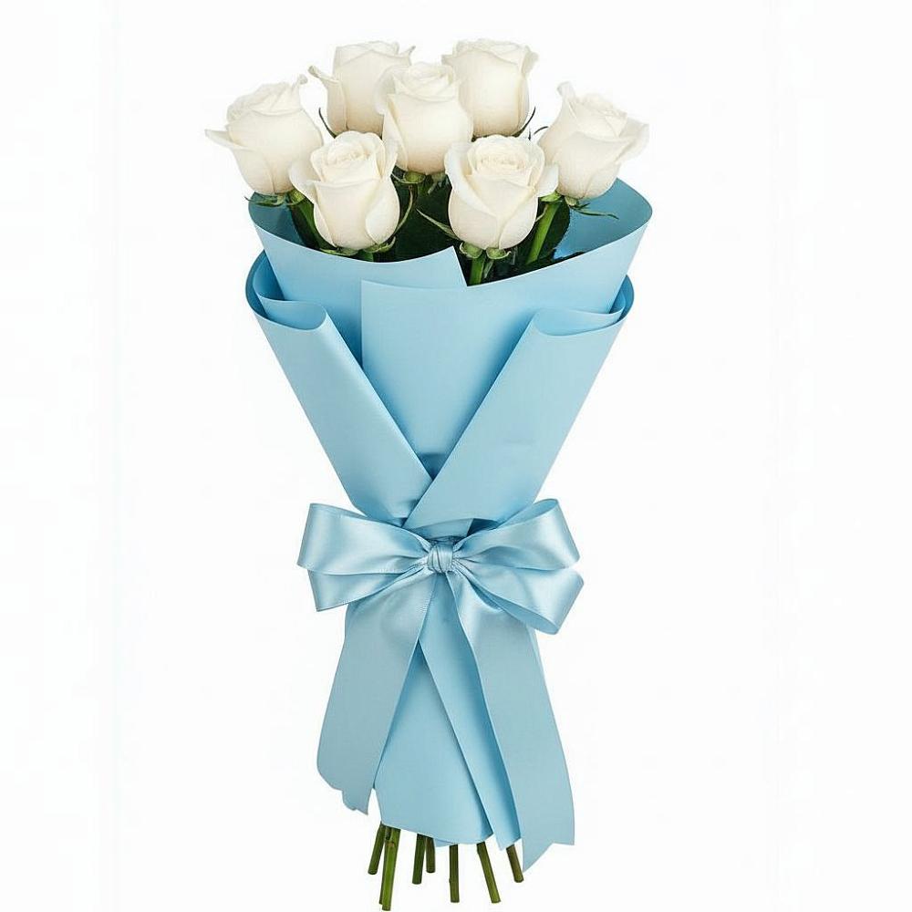 7 Белых роз Проуд в поселке имени Цюрупы Букет 7 белых роз Проуд в поселке имени Цюрупы