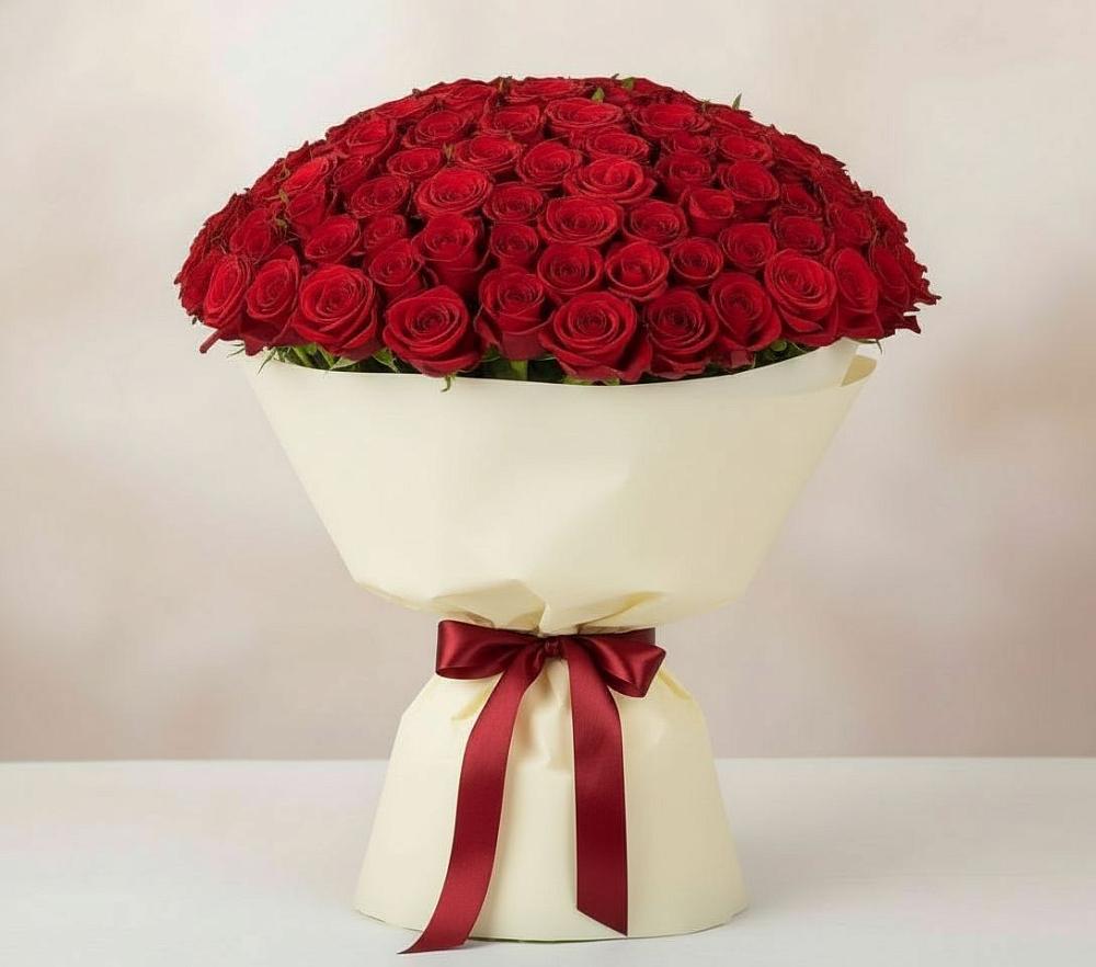 101 Красная роза Милано в поселке имени Цюрупы Букет 101 Красная роза Милано в поселке имени Цюрупы
