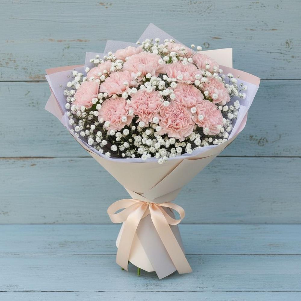 Букет Нежность рассвета в поселке имени Цюрупы Букет цветов из: Гвоздики в поселке имени Цюрупы