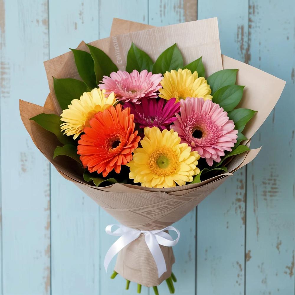 Букет цветов из: Герберы в поселке имени Цюрупы
