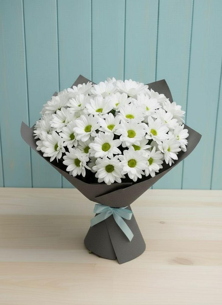 Букет цветов из: Хризантемы в поселке имени Цюрупы