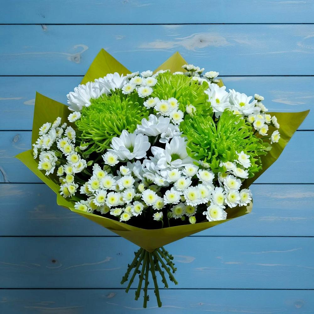 Букет скромность  в поселке имени Цюрупы Букет цветов из: Хризантемы в поселке имени Цюрупы