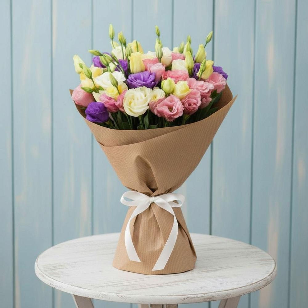 Букет Цветная эустома в поселке имени Цюрупы Букет цветов из: Лизиантусы в поселке имени Цюрупы