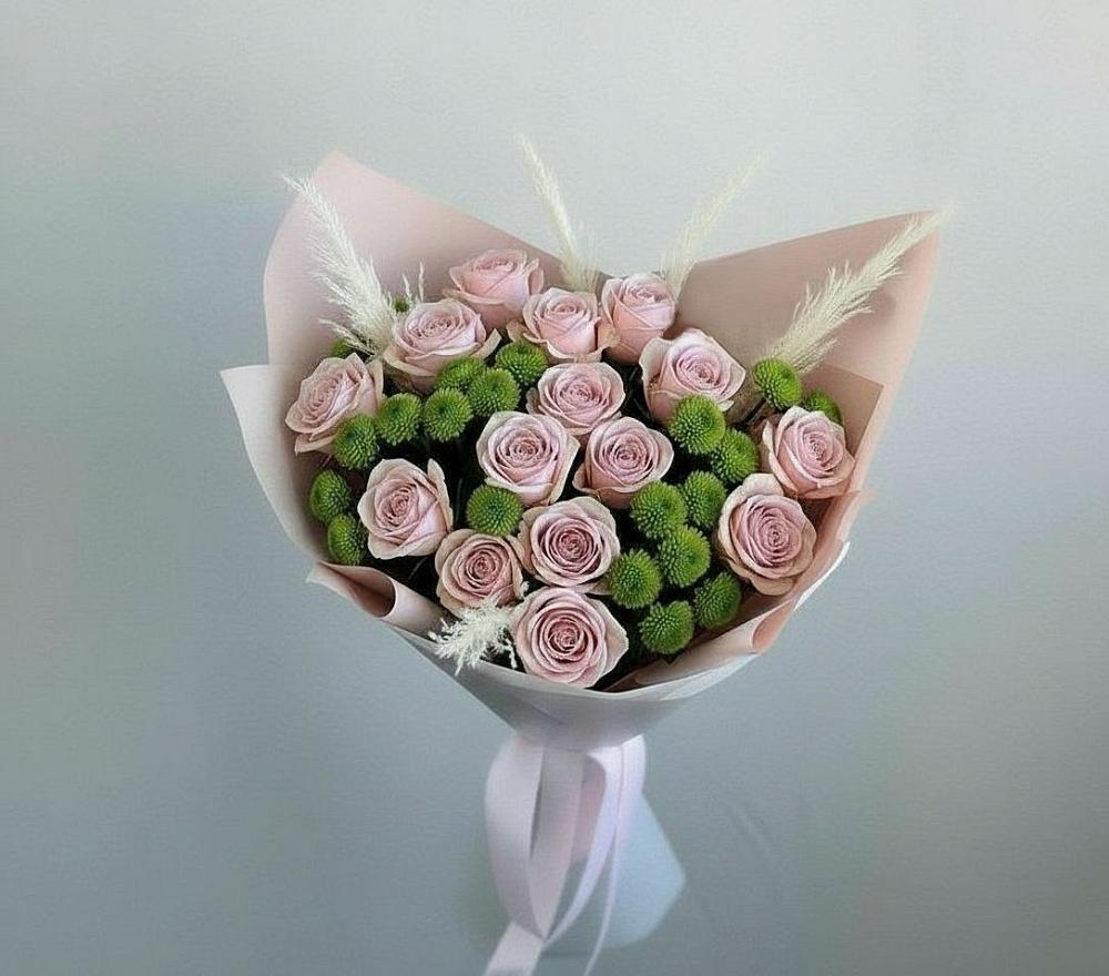 Букет доброе утро в поселке имени Цюрупы Букет цветов из: Розы и Хризантемы в поселке имени Цюрупы