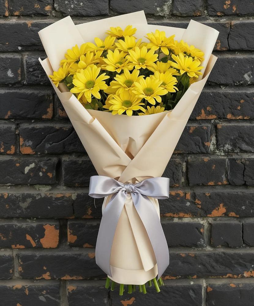 Букет Желтое настроение в поселке имени Цюрупы Букет цветов из: Хризантемы в поселке имени Цюрупы