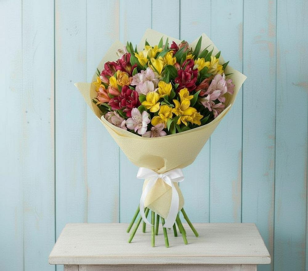 Букет Летние краски в поселке имени Цюрупы Букет цветов из: Альстромерии в поселке имени Цюрупы